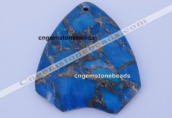 NGP239 39*45mm dyed golden turquoise & pyrite gemstone pendants