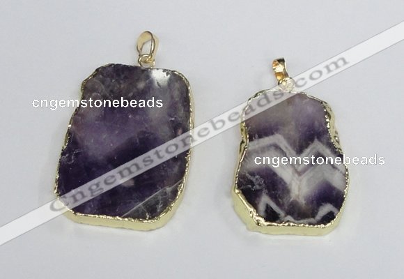 NGP2393 25*35mm - 30*45mm freeform dogtooth amethyst pendants