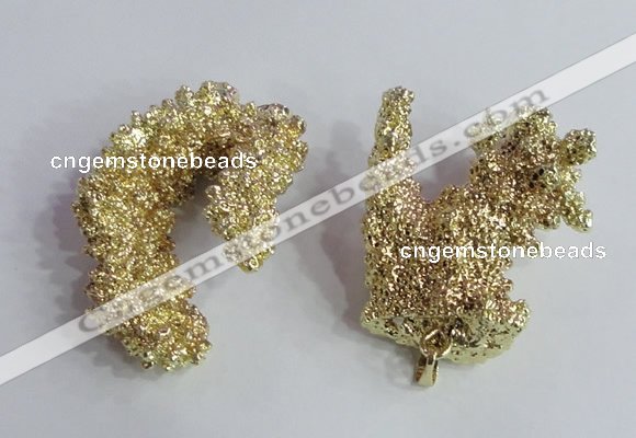 NGP2396 20*40mm - 30*50mm freeform plated natural coral pendants