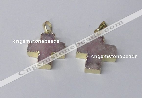 NGP2400 25*26mm - 27*28mm cross druzy agate pendants wholesale