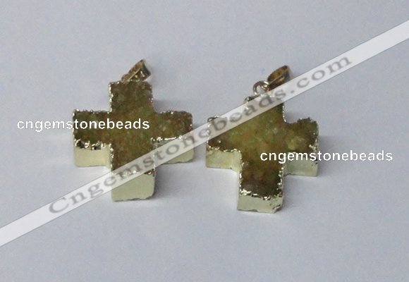 NGP2401 25*26mm - 27*28mm cross druzy agate pendants wholesale