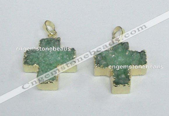 NGP2402 25*26mm - 27*28mm cross druzy agate pendants wholesale