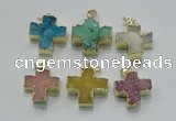 NGP2403 25*26mm - 27*28mm cross druzy agate pendants wholesale