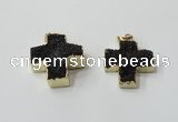 NGP2404 25*26mm - 27*28mm cross druzy agate pendants