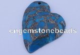 NGP241 39*47mm dyed golden turquoise & pyrite gemstone pendants