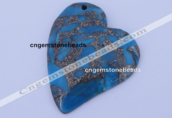 NGP241 39*47mm dyed golden turquoise & pyrite gemstone pendants