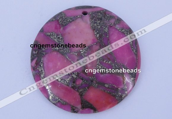 NGP243 7*40mm dyed golden turquoise & pyrite gemstone pendants