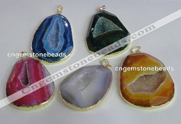 NGP2437 30*40mm - 40*45mm freeform druzy agate pendants wholesale