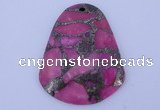 NGP244 38*47mm dyed golden turquoise & pyrite gemstone pendants