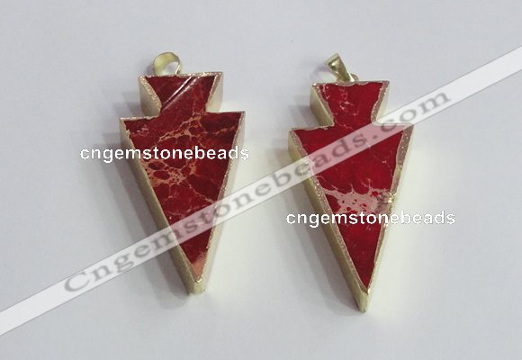 NGP2449 18*38mm - 22*45mm arrowhead sea sediment jasper pendants