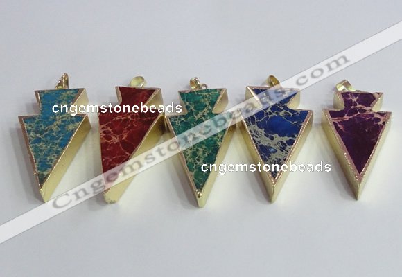 NGP2453 18*38mm - 22*45mm arrowhead sea sediment jasper pendants