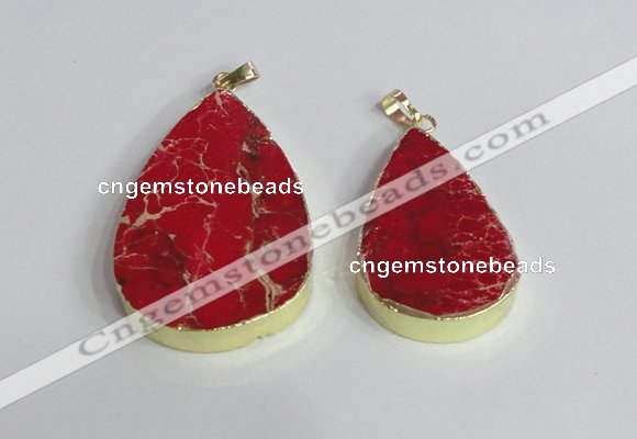 NGP2456 20*30mm - 30*35mm flat teardrop sea sediment jasper pendants