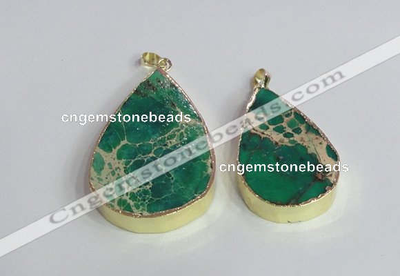 NGP2458 20*30mm - 30*35mm flat teardrop sea sediment jasper pendants