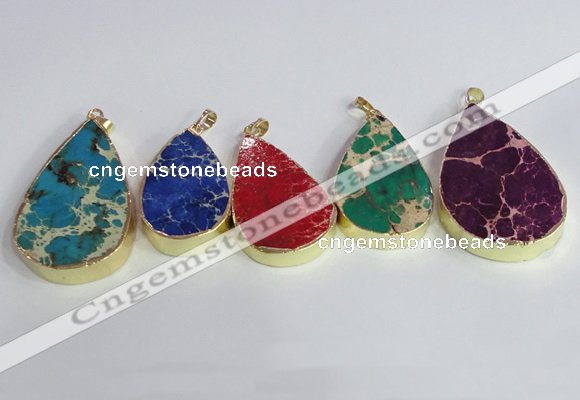 NGP2460 20*30mm - 30*35mm flat teardrop sea sediment jasper pendants