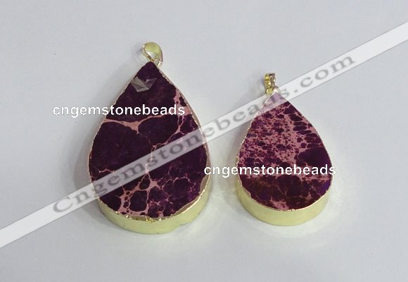 NGP2462 30*40mm - 40*50mm flat teardrop sea sediment jasper pendants