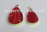 NGP2463 30*40mm - 40*50mm flat teardrop sea sediment jasper pendants