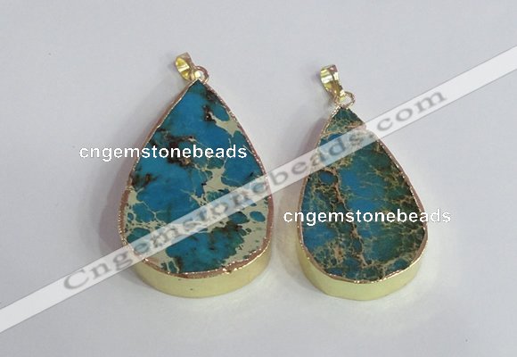 NGP2464 30*40mm - 40*50mm flat teardrop sea sediment jasper pendants