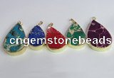 NGP2467 30*40mm - 40*50mm flat teardrop sea sediment jasper pendants