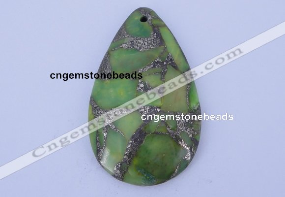 NGP248 30*49mm dyed golden turquoise & pyrite gemstone pendants