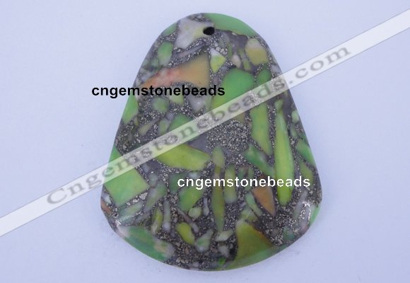 NGP249 38*47mm dyed golden turquoise & pyrite gemstone pendants