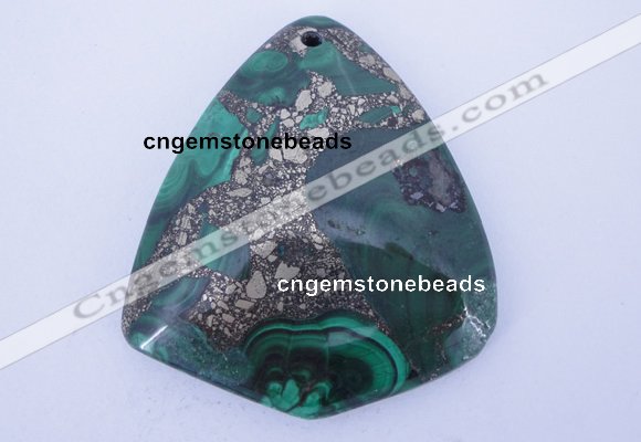 NGP252 40*50mm fashion malachite & pyrite gemstone pendants