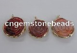 NGP2520 40mm - 45mm carved flower agate gemstone pendants