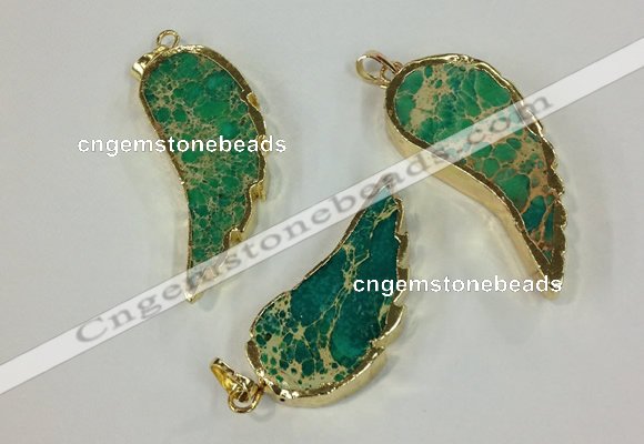 NGP2528 18*40mm - 22*55mm wing-shaped sea sediment jasper pendants