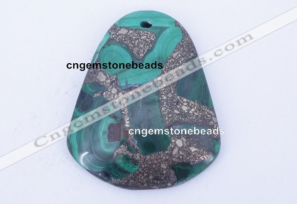 NGP253 38*47mm fashion malachite & pyrite gemstone pendants