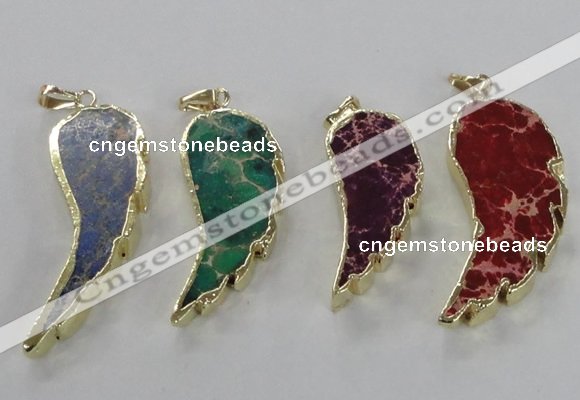 NGP2530 18*40mm - 22*55mm wing-shaped sea sediment jasper pendants