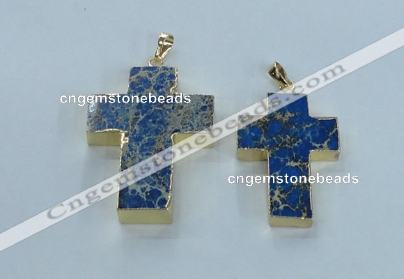 NGP2536 30*40mm - 40*50mm cross sea sediment jasper pendants
