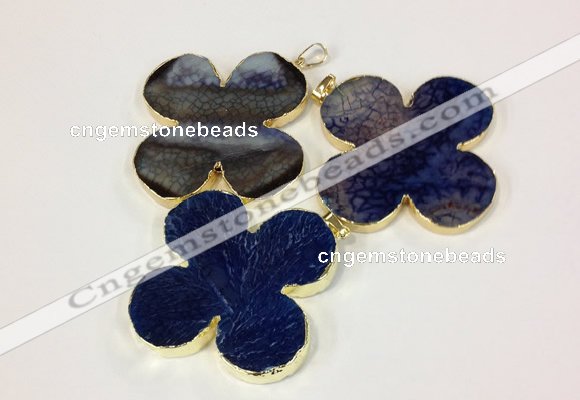 NGP2544 53*53mm - 56*56mm flower agate gemstone pendants