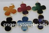 NGP2546 53*53mm - 56*56mm flower agate gemstone pendants