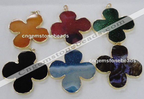 NGP2546 53*53mm - 56*56mm flower agate gemstone pendants