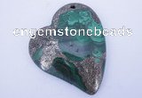 NGP255 41*50mm fashion malachite & pyrite gemstone pendants