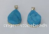 NGP2565 22*30mm teardrop druzy agate gemstone pendants