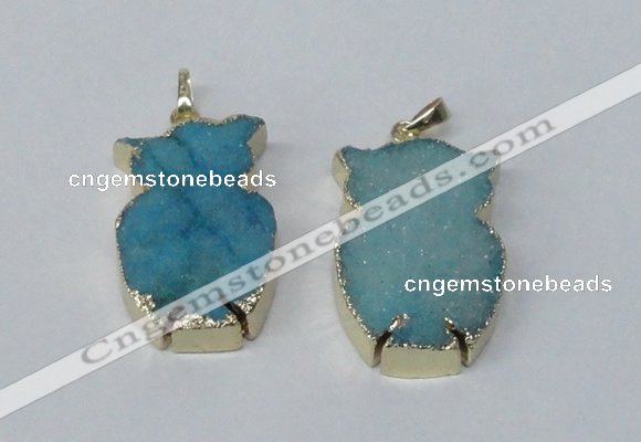 NGP2570 25*40mm cat druzy agate gemstone pendants wholesale