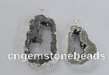 NGP2574 35*45mm - 40*55mm freeform plated druzy agate pendants