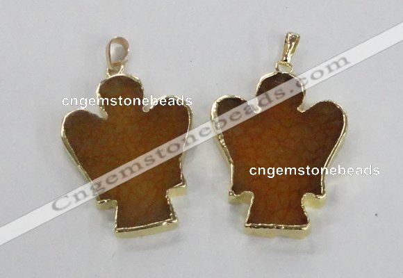 NGP2578 30*40mm angel agate gemstone pendants wholesale