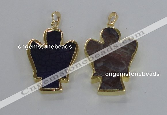 NGP2579 30*40mm angel agate gemstone pendants wholesale