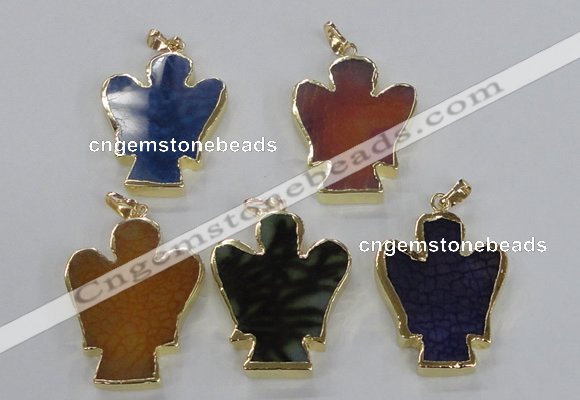 NGP2584 30*40mm angel agate gemstone pendants wholesale