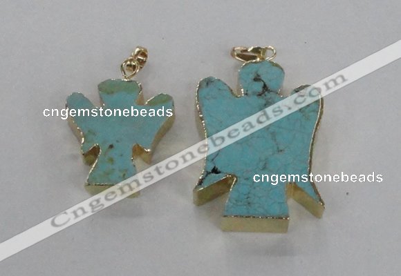 NGP2586 25*35mm - 38*48mm angel turquoise pendants wholesale
