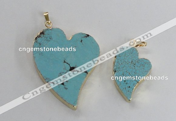 NGP2595 25*35mm - 35*45mm heart turquoise pendants wholesale