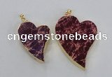 NGP2597 25*35mm - 35*45mm heart sea sediment jasper pendants