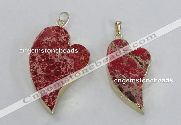 NGP2598 25*35mm - 35*45mm heart sea sediment jasper pendants