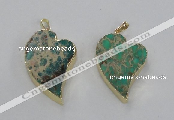 NGP2600 25*35mm - 35*45mm heart sea sediment jasper pendants