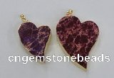 NGP2606 40*50mm - 50*70mm heart sea sediment jasper pendants