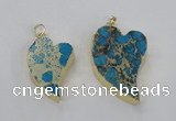 NGP2608 40*50mm - 50*70mm heart sea sediment jasper pendants