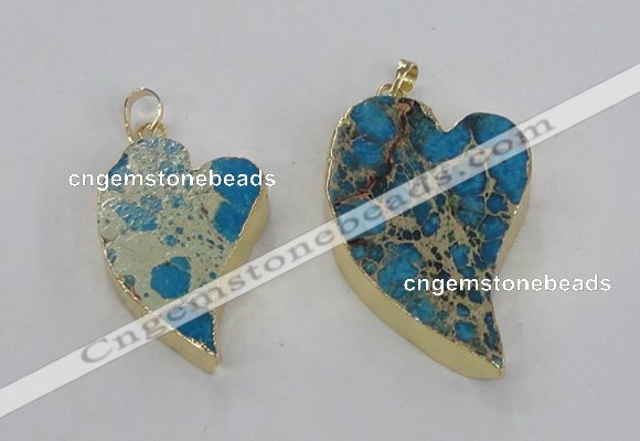 NGP2608 40*50mm - 50*70mm heart sea sediment jasper pendants