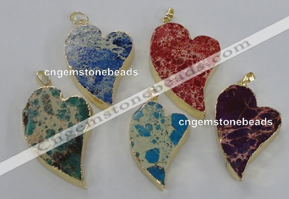 NGP2611 40*50mm - 50*70mm heart sea sediment jasper pendants