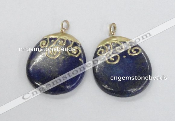 NGP2623 40*50mm oval lapis lazuli gemstone pendants wholesale